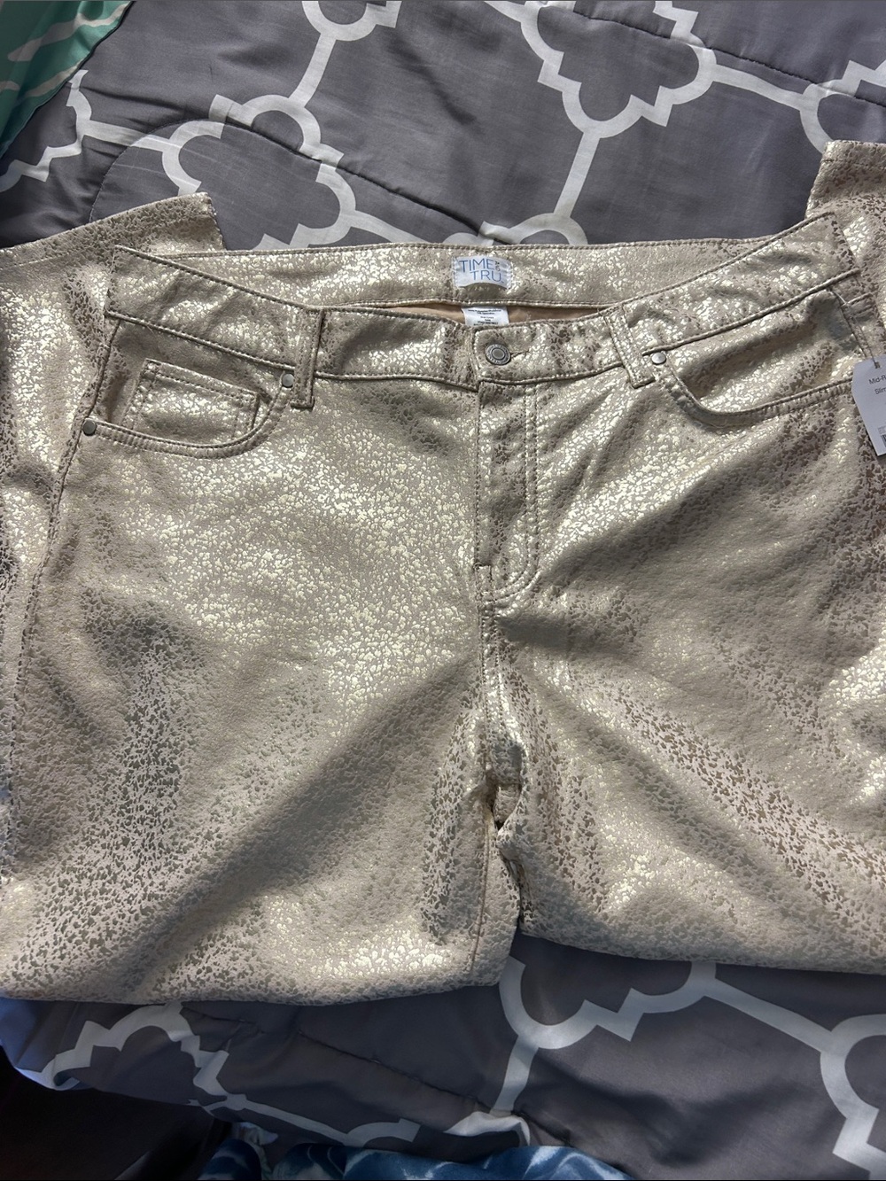Time and Tru Metallic Gold Skinny Jeans